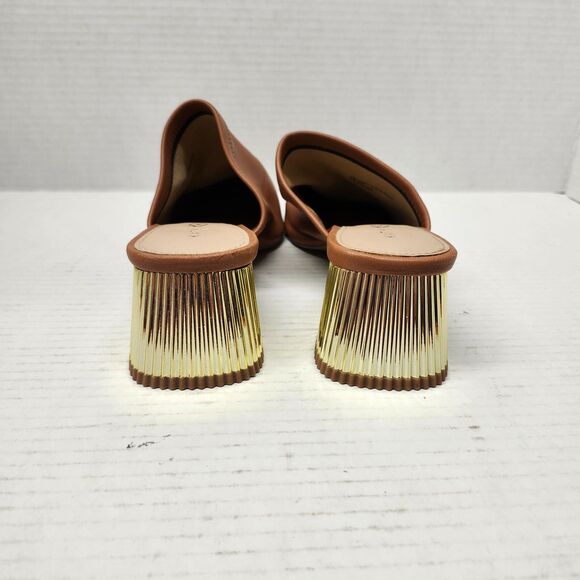Katy Perry The Clarra Slip-on Mules Smooth Tan Gold Shoes Heels Women's Size 8.5 - Picture 3 of 7